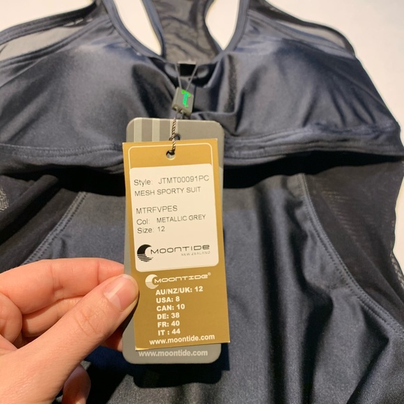 Moontide metallic grey sporty mesh sides swimsuit - Picture 9 of 15